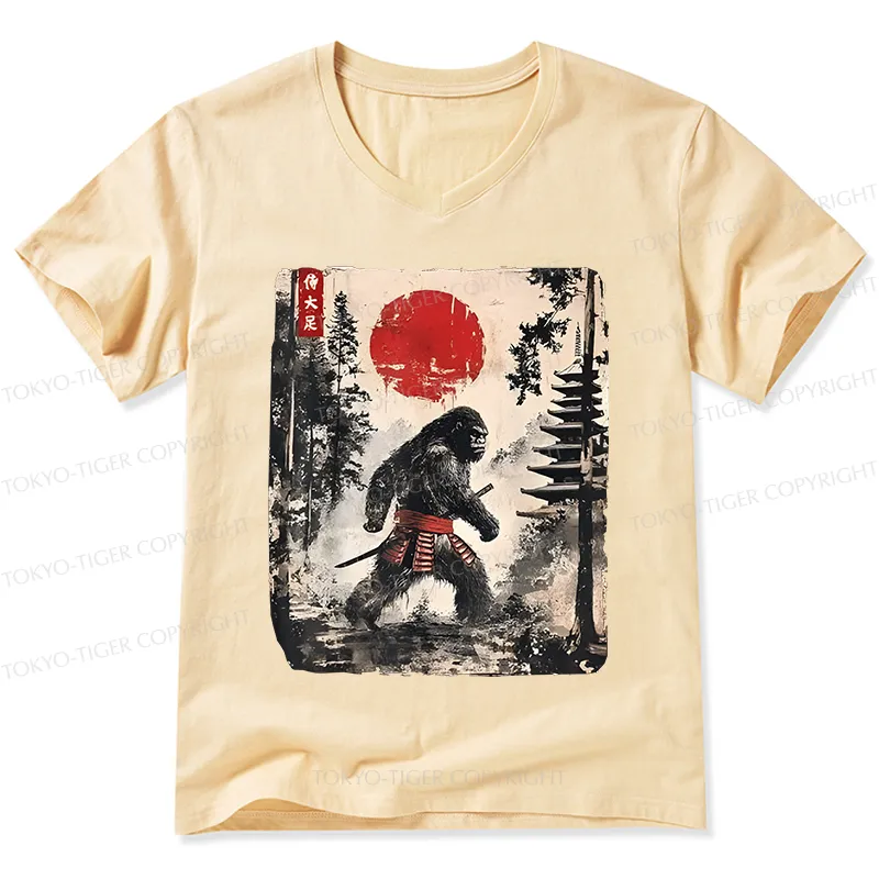 Tokyo-Tiger Japanese Samurai Bigfoot V-Neck Classic T-Shirt