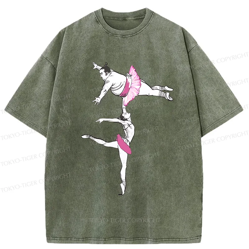 Tokyo-Tiger Elegant Sumo Wrestler Washed T-Shirt