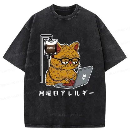 Tokyo-Tiger Funny Monday Allergies Washed T-Shirt