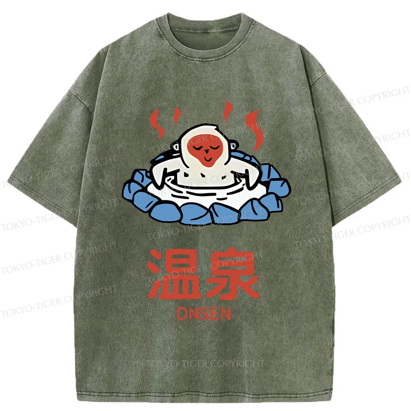 Tokyo-Tiger Hot Spring Japanese Monkey Washed T-Shirt
