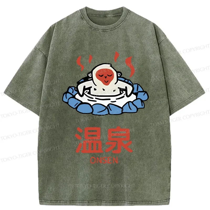 Tokyo-Tiger Hot Spring Japanese Monkey Washed T-Shirt