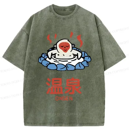 Tokyo-Tiger Hot Spring Japanese Monkey Washed T-Shirt