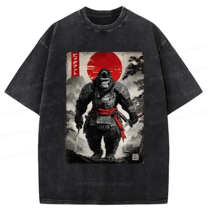 Tokyo-Tiger Retro Bigfoot Samurai Washed T-Shirt