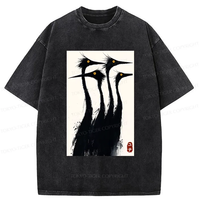 Tokyo-Tiger Vintage Japanese Crane Washed T-Shirt