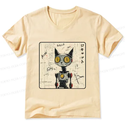 Tokyo-Tiger Robot Cat V-Neck Classic T-Shirt