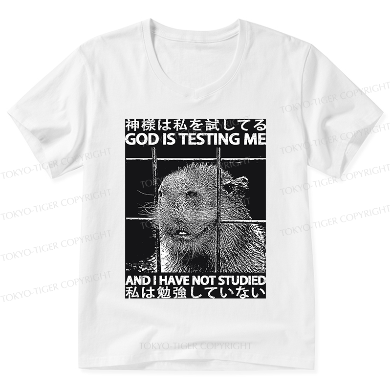 Tokyo-Tiger God Is Testing Me V-Neck Classic T-Shirt