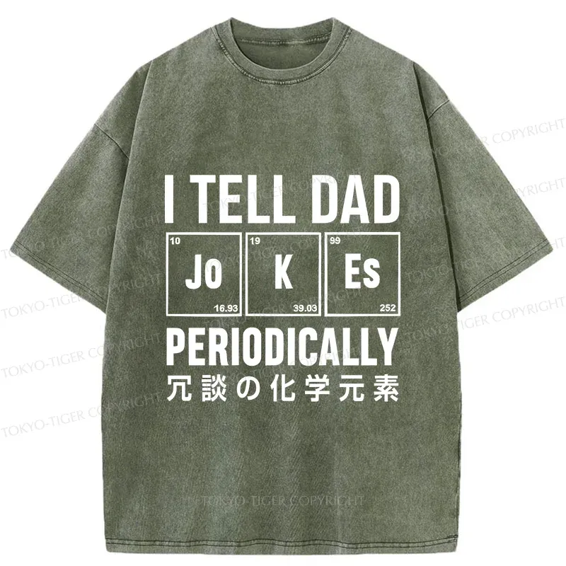 Tokyo-Tiger Tell Dad Jokes Washed T-Shirt