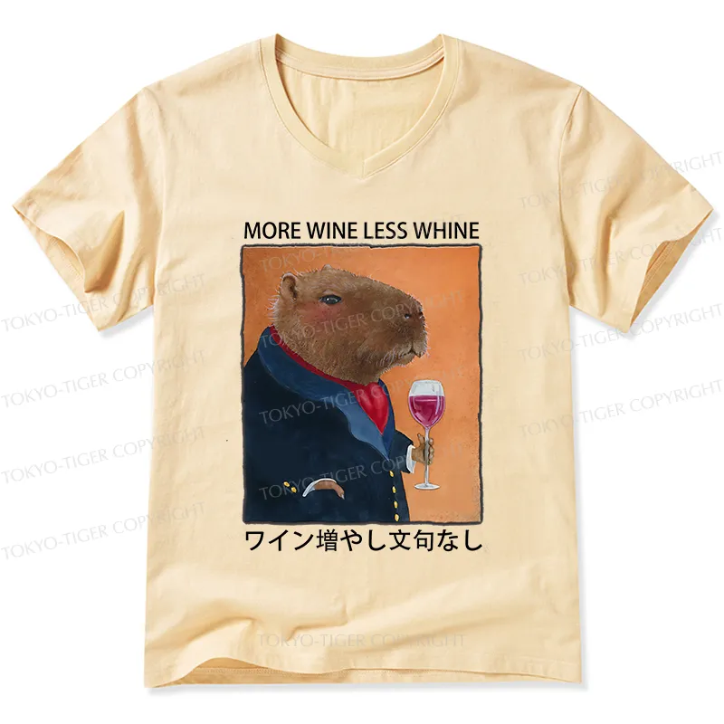 Tokyo-Tiger Capybara More Wine Less Whine V-Neck Classic T-Shirt