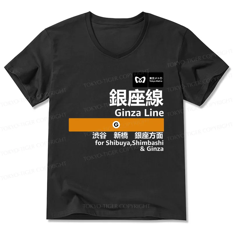 Tokyo-Tiger Ginza Line Japan V-Neck Classic T-Shirt