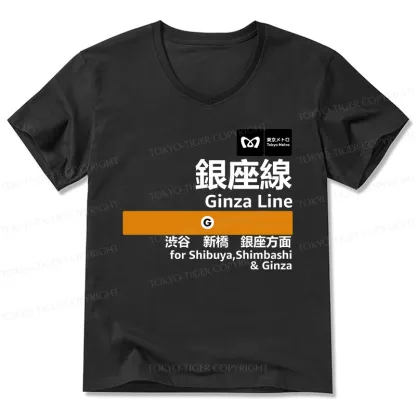 Tokyo-Tiger Ginza Line Japan V-Neck Classic T-Shirt