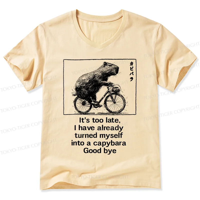 Tokyo-Tiger Funny Capybara Riding A Bicycle V-Neck Classic T-Shirt