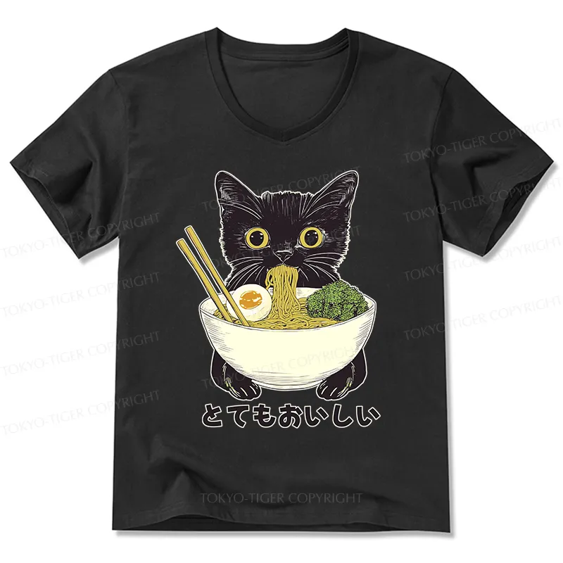 Tokyo-Tiger Ramen Lover Cute Cat V-Neck Classic T-Shirt