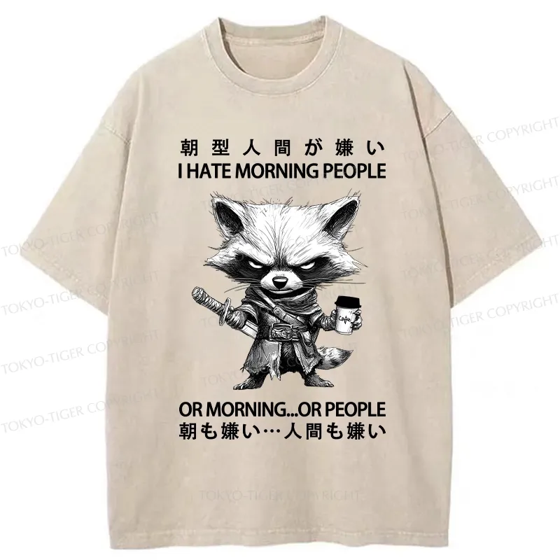 Tokyo-Tiger Angry Raccoon Samurai Washed T-Shirt