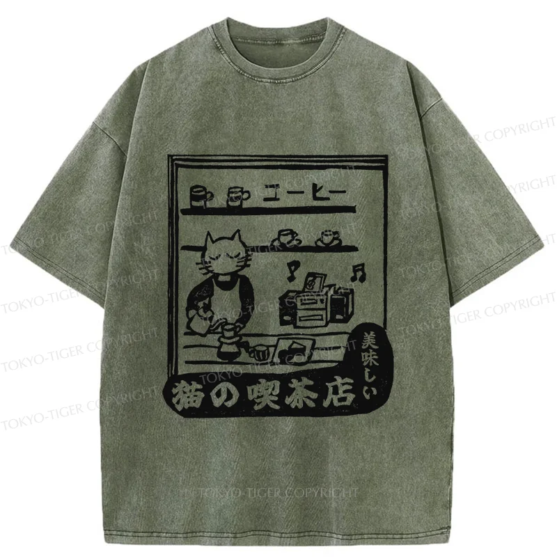 Tokyo-Tiger Cat's Teahouse Washed T-Shirt