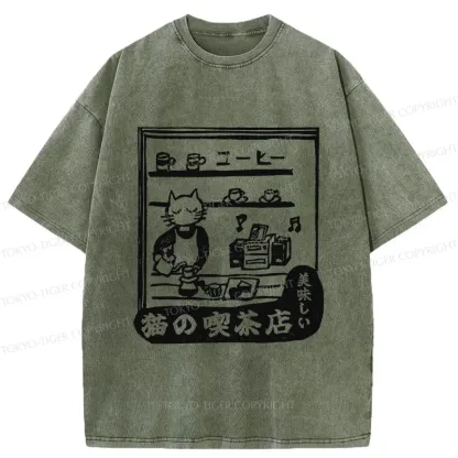 Tokyo-Tiger Cat's Teahouse Washed T-Shirt
