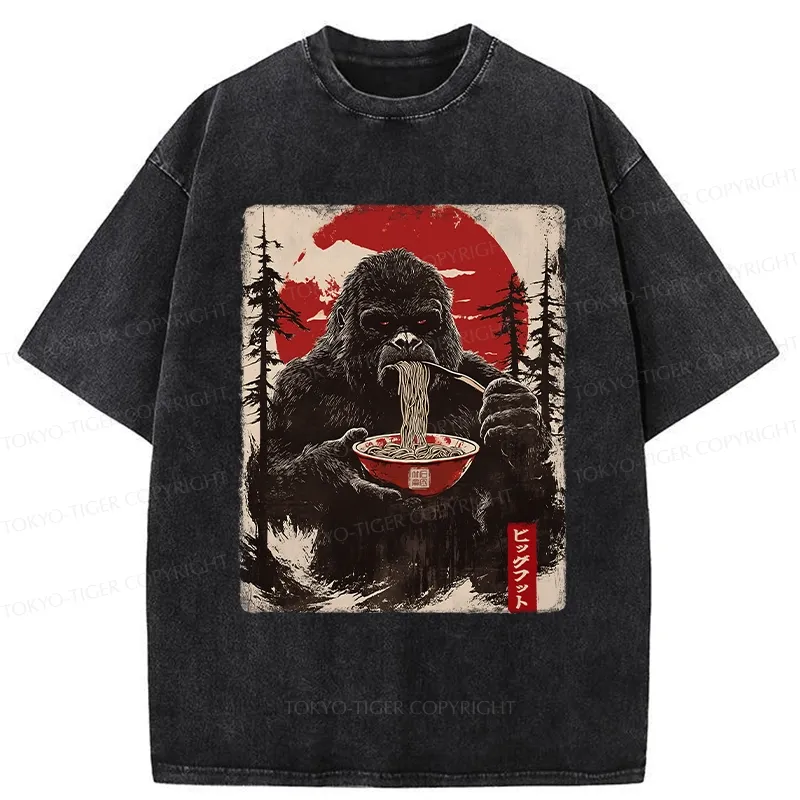 Tokyo-Tiger Ramen Lover Bigfoot Washed T-Shirt