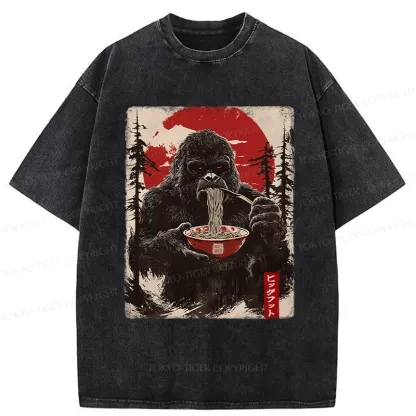 Tokyo-Tiger Ramen Lover Bigfoot Washed T-Shirt