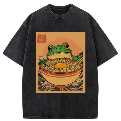 Tokyo-Tiger Ramen Lover Frog Washed T-Shirt