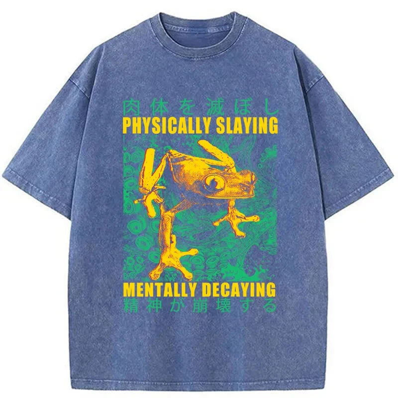 Tokyo-Tiger Physically Slaying Mentally Decaying Washed T-Shirt