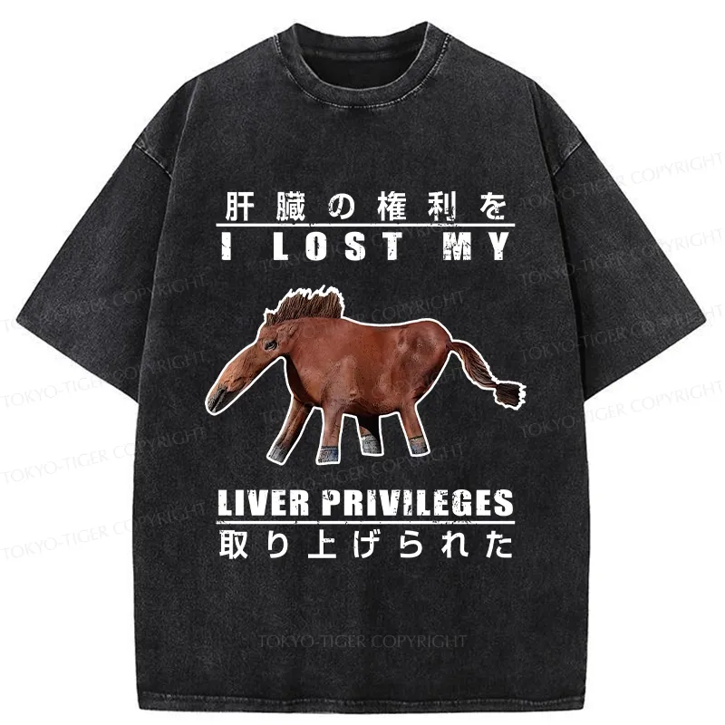Tokyo-Tiger I Lost My Liver Privileges Washed T-Shirt