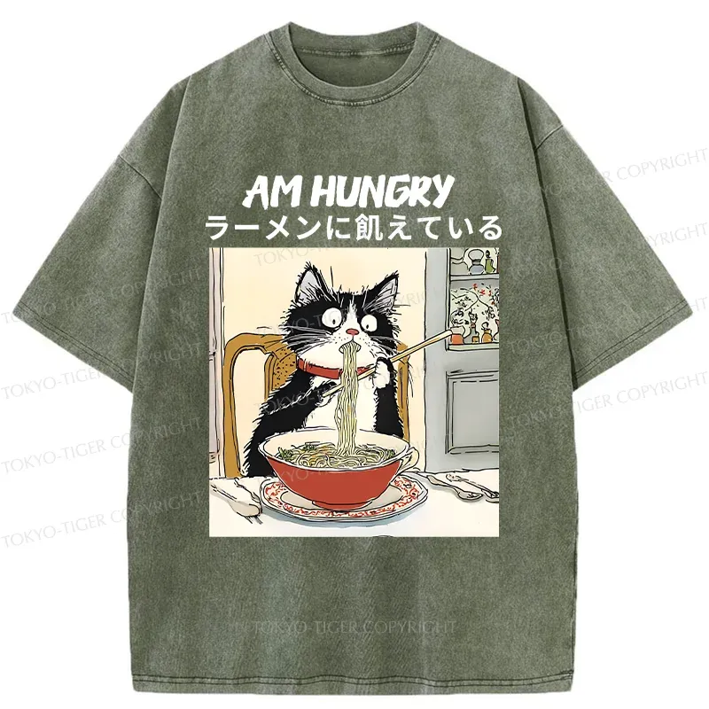 Tokyo-Tiger Hungry Cat Washed T-Shirt
