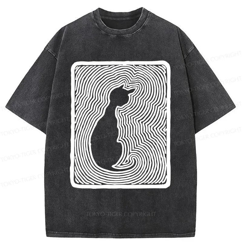 Tokyo-Tiger Woodcut Kitten Washed T-Shirt