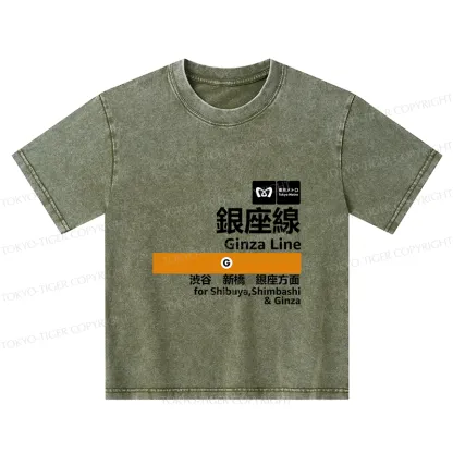 Tokyo-Tiger Ginza Line Japan Kids Washed T-Shirt