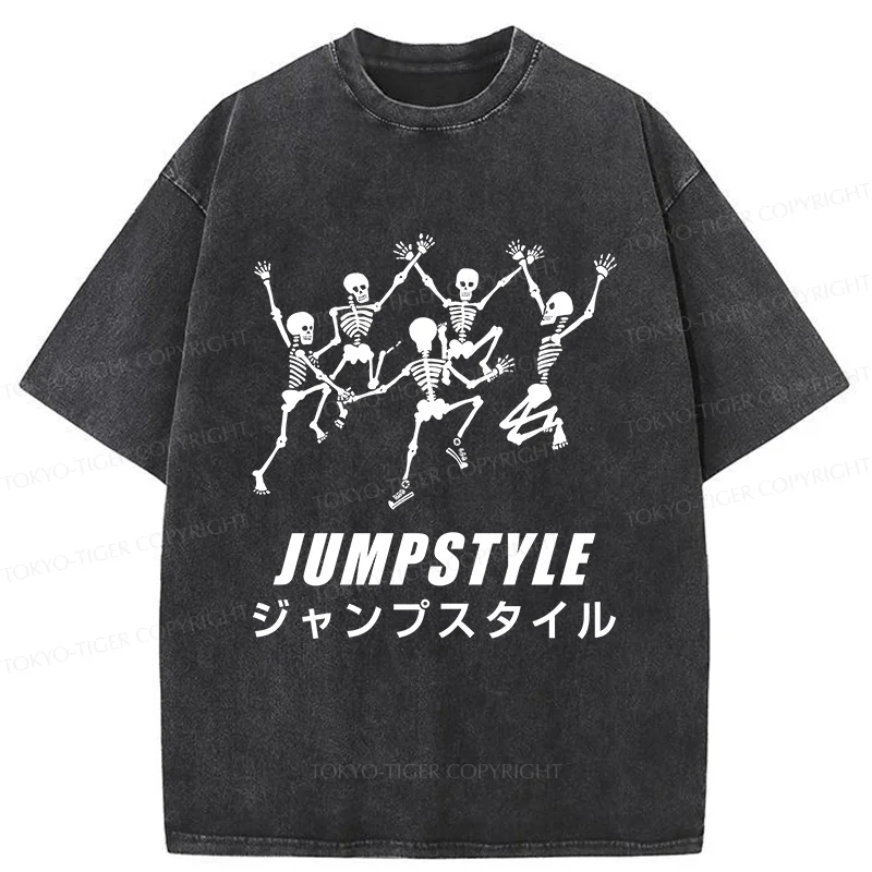 Tokyo-Tiger Skeleton Dancing Washed T-Shirt