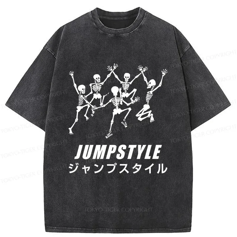 Tokyo-Tiger Skeleton Dancing Washed T-Shirt