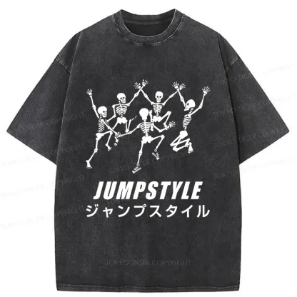 Tokyo-Tiger Skeleton Dancing Washed T-Shirt