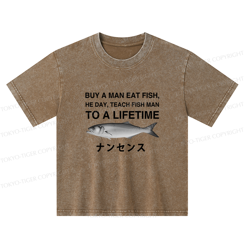 Tokyo-Tiger Funny To A Lifetime Kids Washed T-Shirt