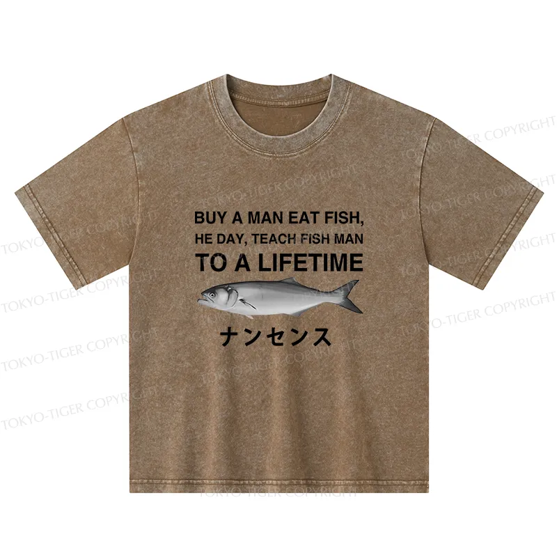 Tokyo-Tiger Funny To A Lifetime Kids Washed T-Shirt