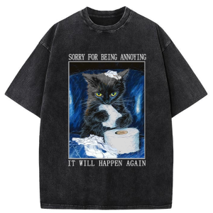 Image of Tokyo-Tiger Naughty Cat Destroys Toilet Paper Washed T-Shirt