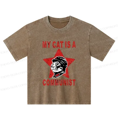Tokyo-Tiger Funny Cat-ism Kids Washed T-Shirt
