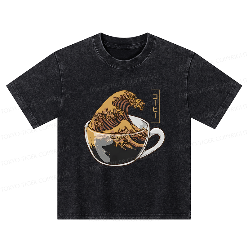 Tokyo-Tiger Coffee Wave Kids Washed T-Shirt