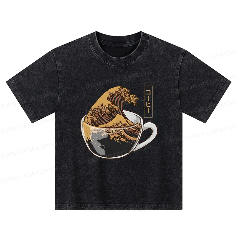 Tokyo-Tiger Coffee Wave Kids Washed T-Shirt