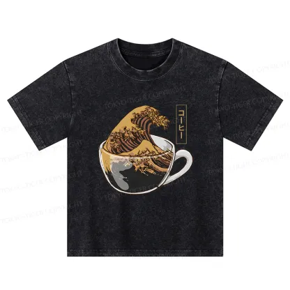 Tokyo-Tiger Coffee Wave Kids Washed T-Shirt