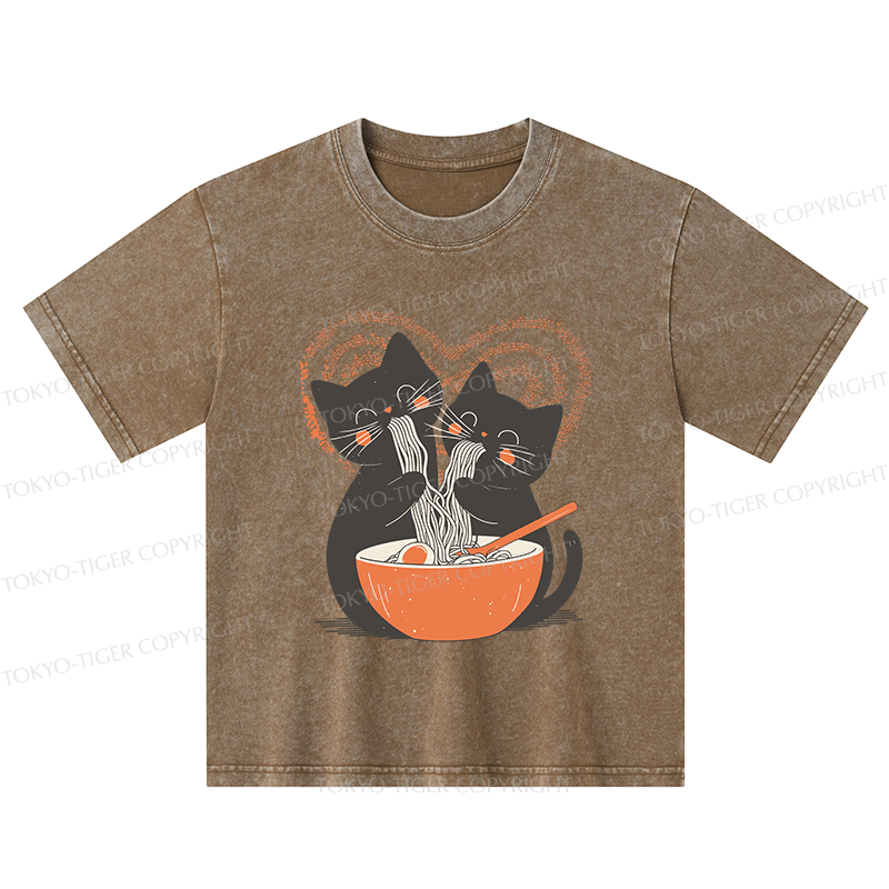 Tokyo-Tiger Let's Eat Ramen Together Kids Washed T-Shirt