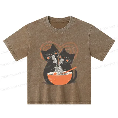 Tokyo-Tiger Let's Eat Ramen Together Kids Washed T-Shirt