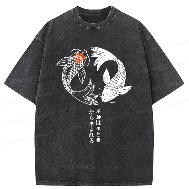 Tokyo-Tiger Japanese Lucky Fish Washed T-Shirt