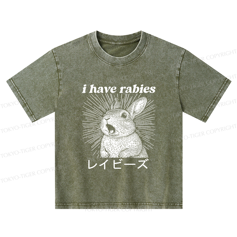 Tokyo-Tiger Funny Rabbit Kids Washed T-Shirt