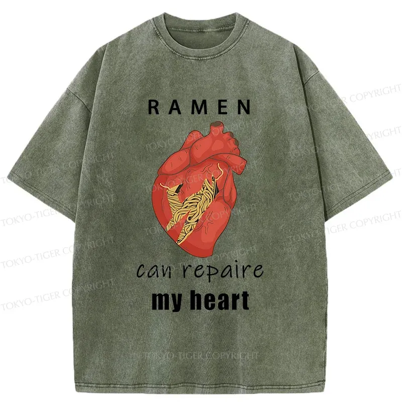 Tokyo-Tiger Ramen Mend My Heart Washed T-Shirt