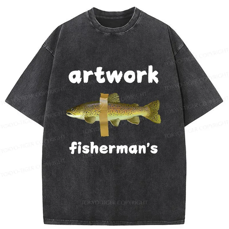 Tokyo-Tiger Interesting Fish Art Washed T-Shirt
