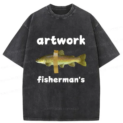 Tokyo-Tiger Interesting Fish Art Washed T-Shirt