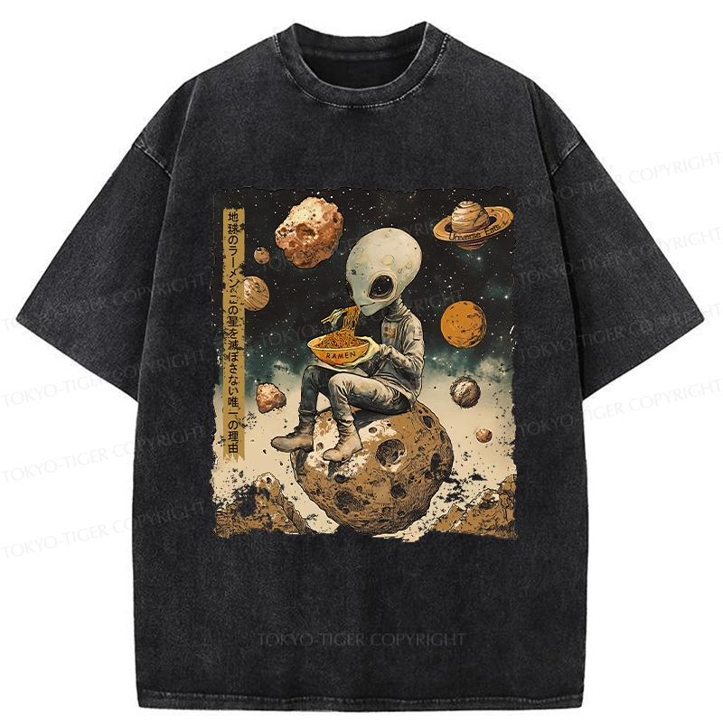 Tokyo-Tiger Ramen Delivery To An Alien Planet Washed T-Shirt