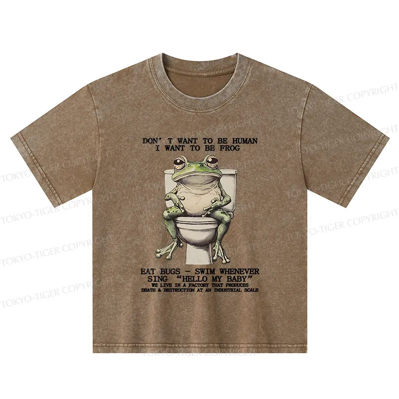 Tokyo-Tiger I Just Want To Be A Frog Kids Washed T-Shirt