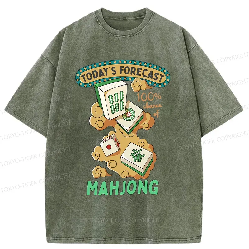 Tokyo-Tiger Fun Mahjong Washed T-Shirt