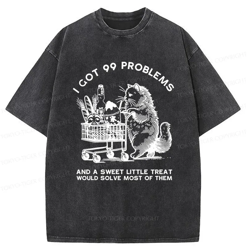 Tokyo-Tiger Cat In Need Of A Snack Washed T-Shirt