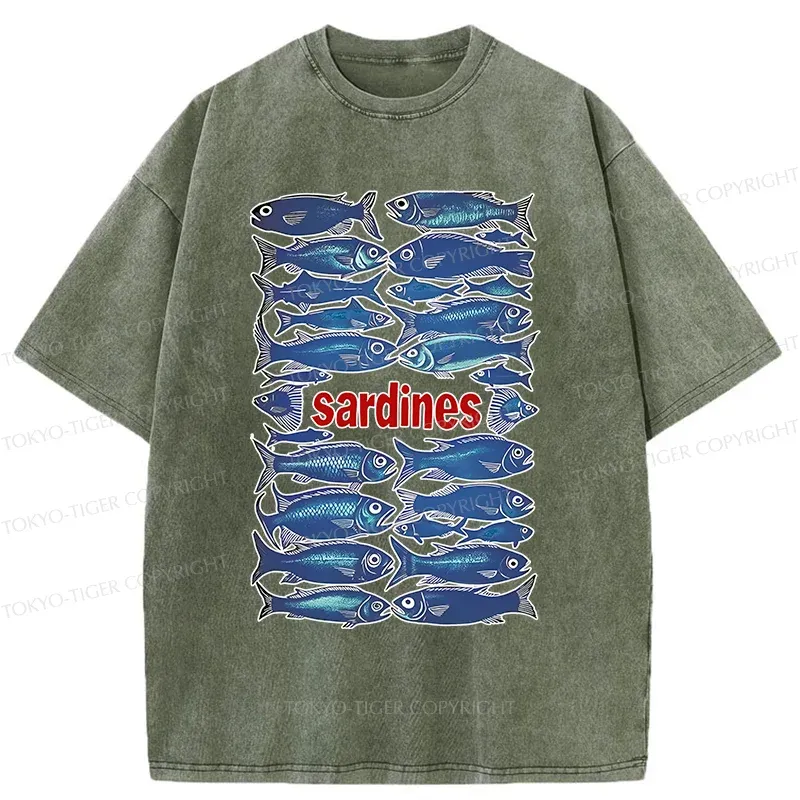 Tokyo-Tiger Japan Sardines Washed T-Shirt