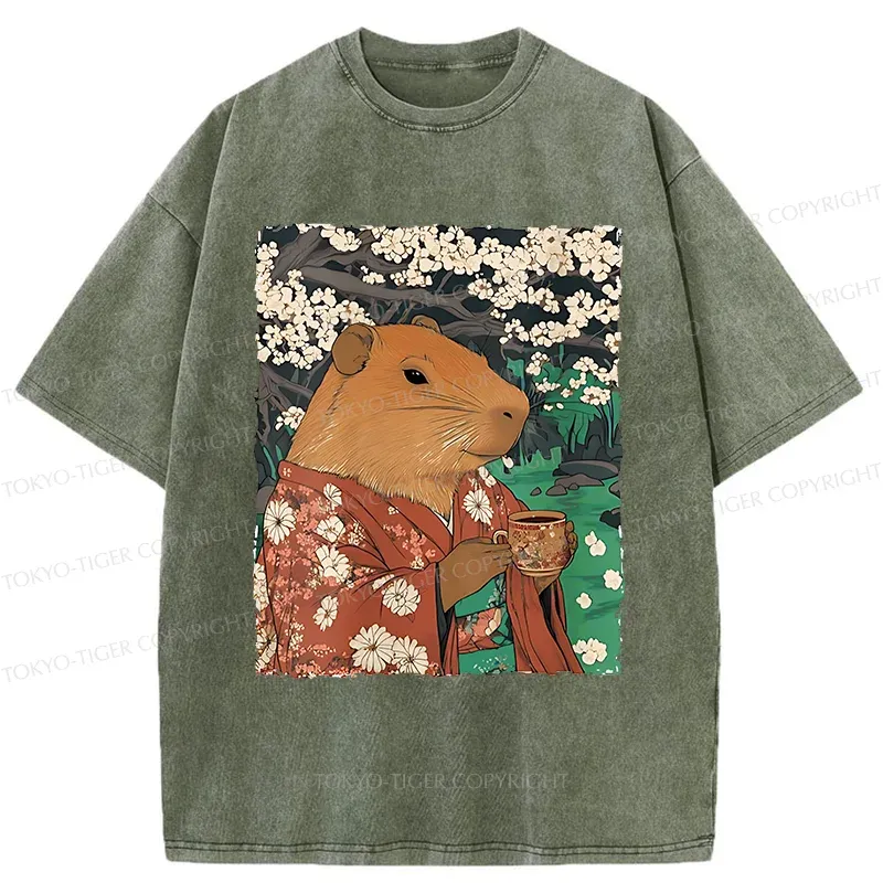 Tokyo-Tiger Japanese Capybara Washed T-Shirt